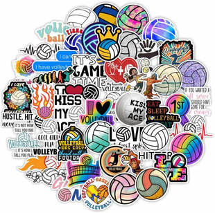 50张卡通排球运动员队徽标志贴纸行李箱手机壳笔记本水杯装饰贴画