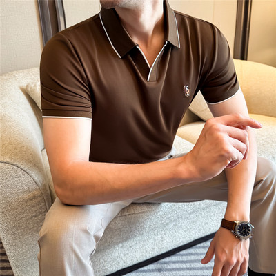 男装ggvv正品牌简木2026新款2026夏高品质商务休闲男士短袖polo衫