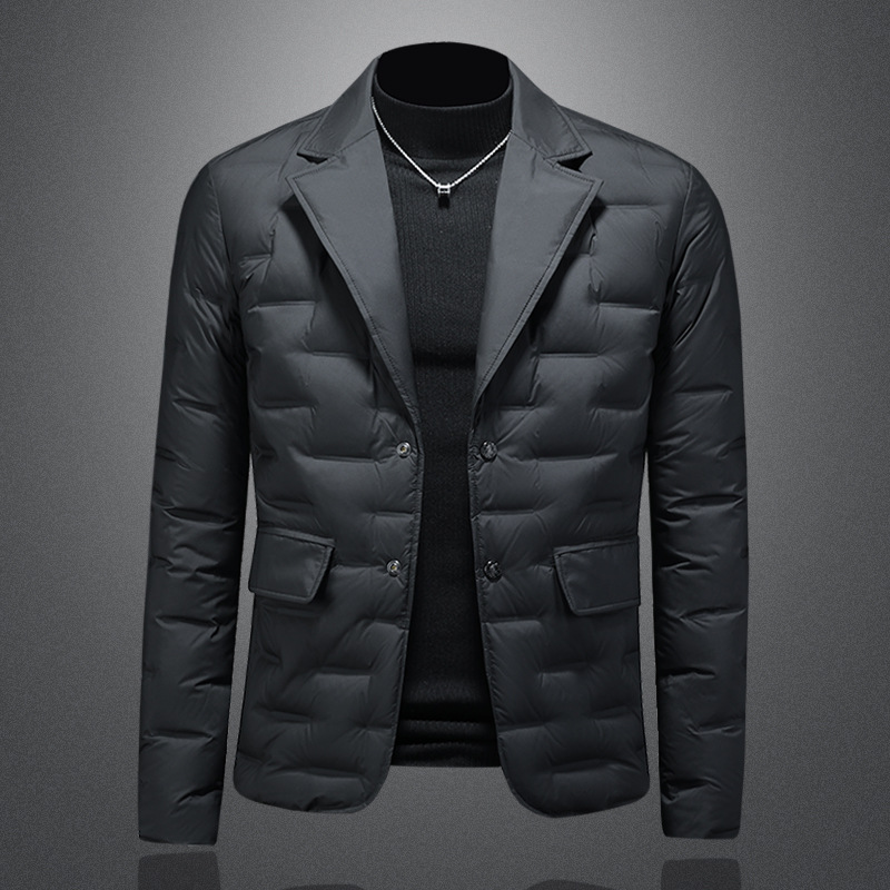 男装ggvv正品牌简木2025新款欧货冬季羽绒服男士西装领潮保暖外套