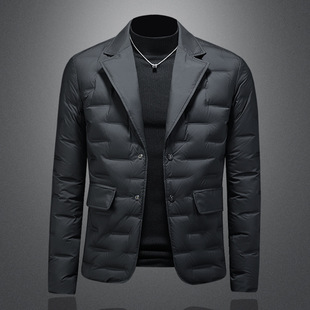 男装ggvv正品牌简木2025新款欧货冬季羽绒服男士西装领潮保暖外套