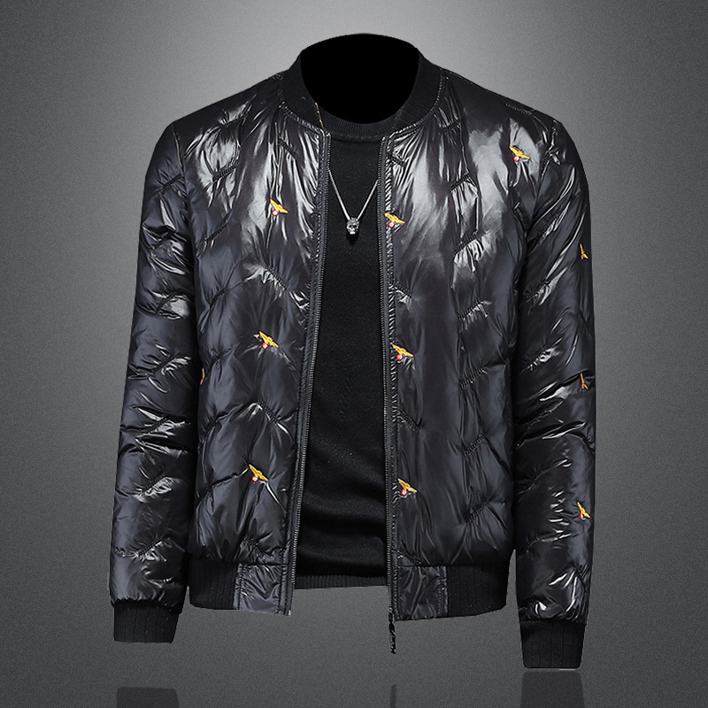 官方ira七彩马2025男装正品牌欧货冬季90%白鸭绒亮面棒球领羽绒服