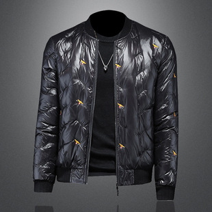 官方ira七彩马2025男装正品牌欧货冬季90%白鸭绒亮面棒球领羽绒服