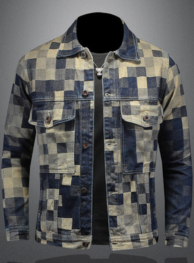 官方痞帅男装潮港风2025新款洛兹蓝牛仔衣男潮流时尚夹克外套上衣