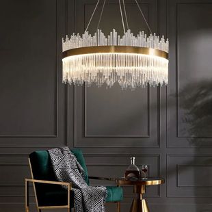 网红轻奢客厅吊灯水晶灯后现代简约大气餐厅卧室灯新款皇冠铜灯具