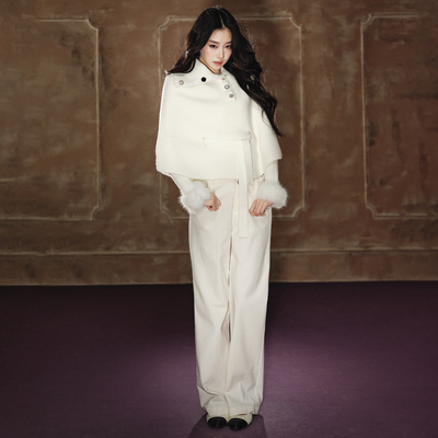 AGAM 灯芯绒无腰头结构设计感 小香风撞钉直筒微喇阔腿休闲长裤