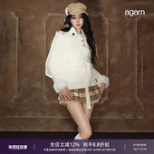 收腰斗篷毛衣套装 AGAM 千金感纯欲风可拆卸毛毛亨利领打底衫