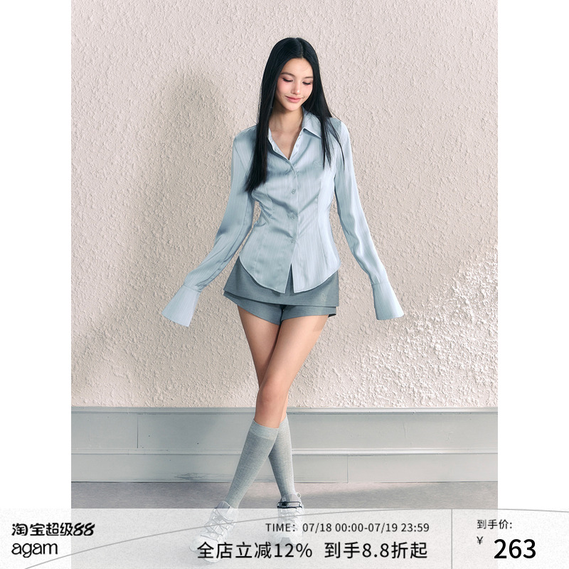 AGAM辣妹风灰色小众短裤