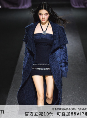 AGAM 慵懒感毛衣外套大翻领针织开衫+手编花撞色连衣裙秋冬季套装