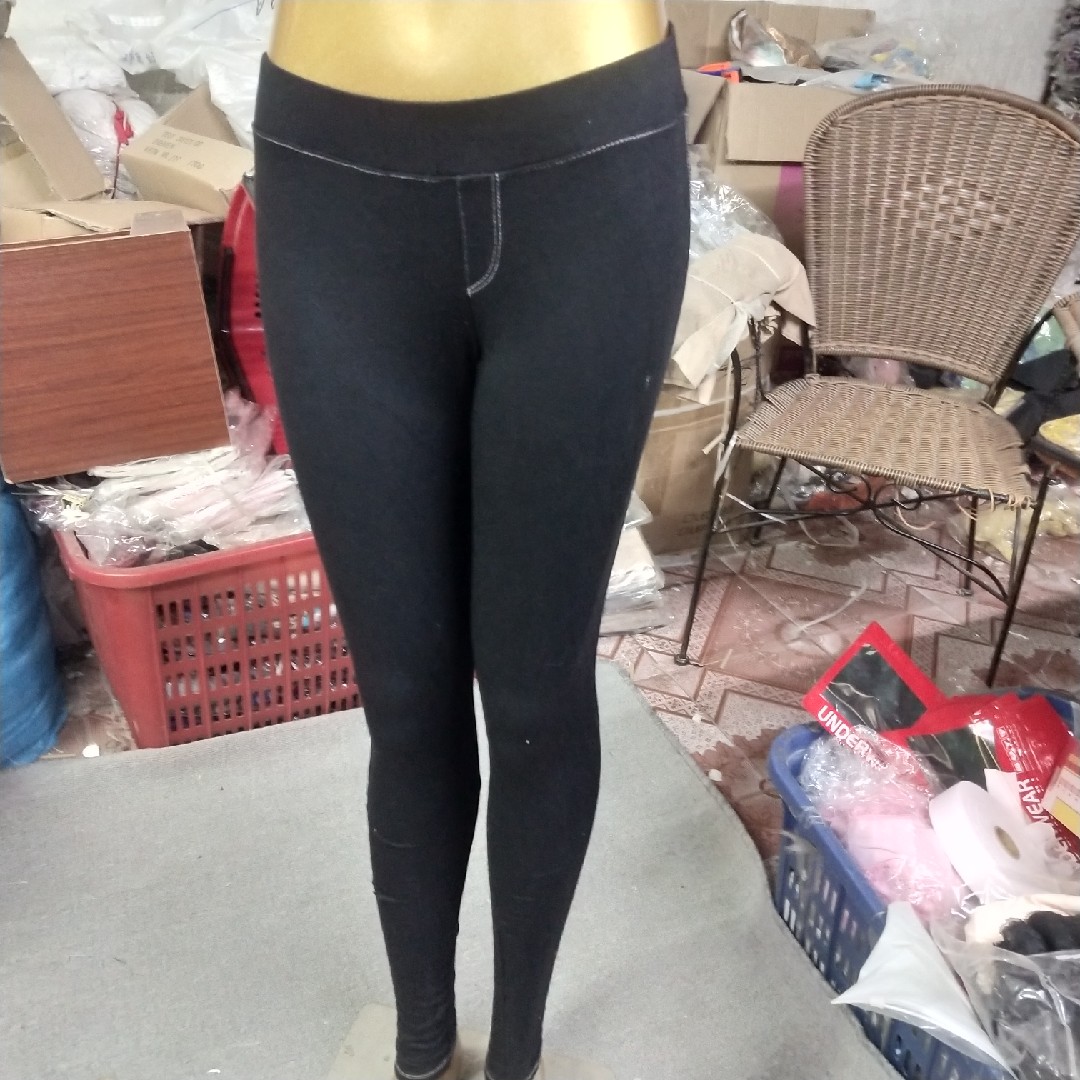 黑色仿牛仔打底裤女裤外穿薄