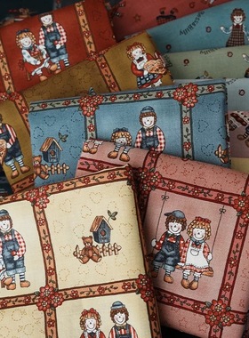 日本进口印花布-乡村风BESS & BILLY 拼布娃衣手工面料