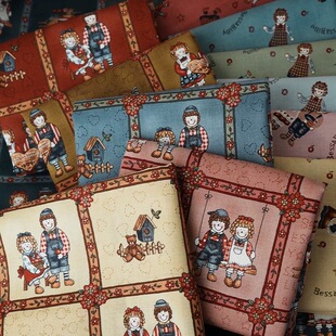 日本进口印花布-乡村风BESS & BILLY 拼布娃衣手工面料