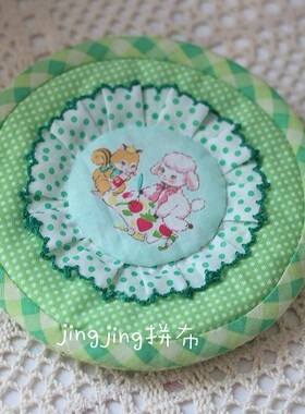 【JINGJING拼布】昭和小动物绿色圆饼零钱包钥匙包材料包 新款