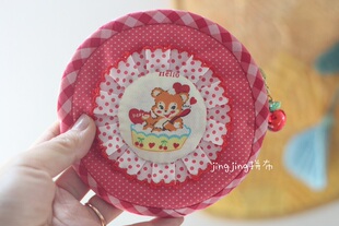 【JINGJING拼布】昭和小动物红色圆饼零钱包钥匙包材料包 新款