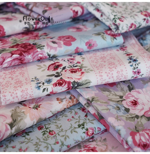 日本进口quiltgate纯棉印花玫瑰拼布娃衣手工布料