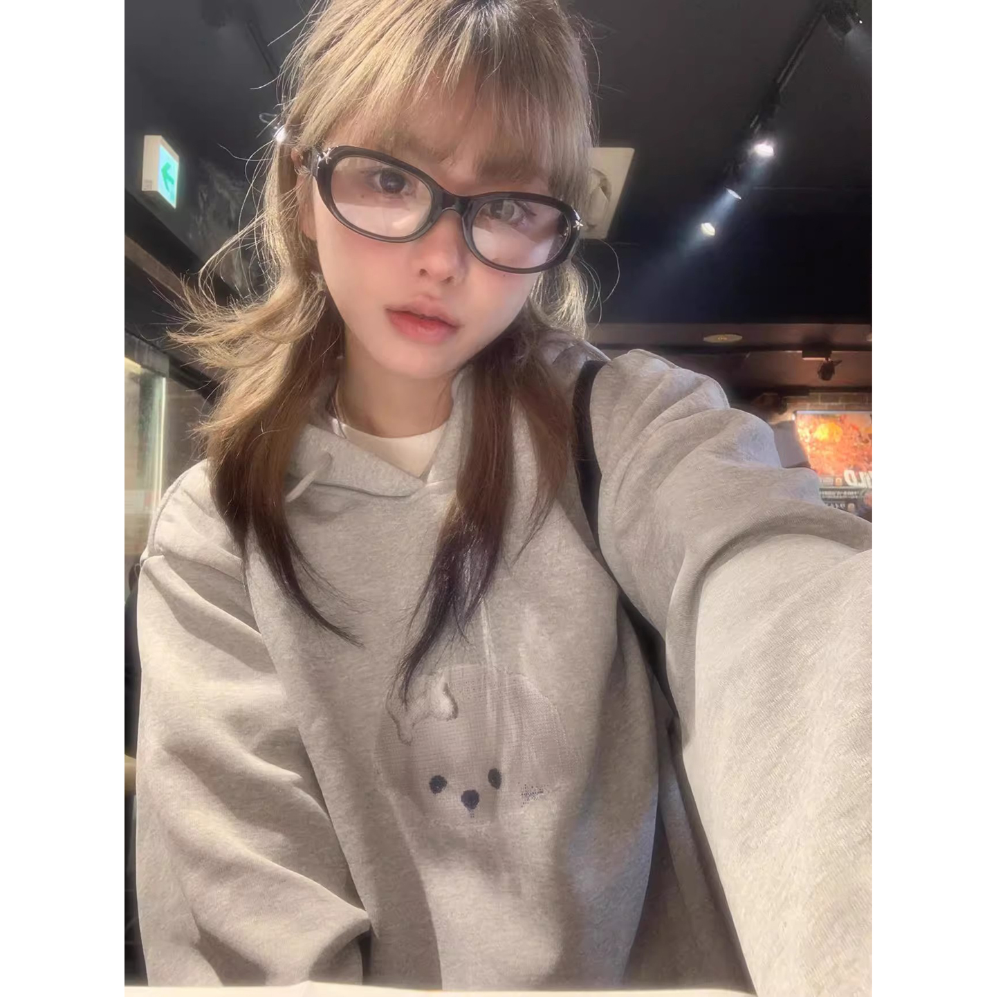 【无忧试穿】美式小狗连帽卫衣女