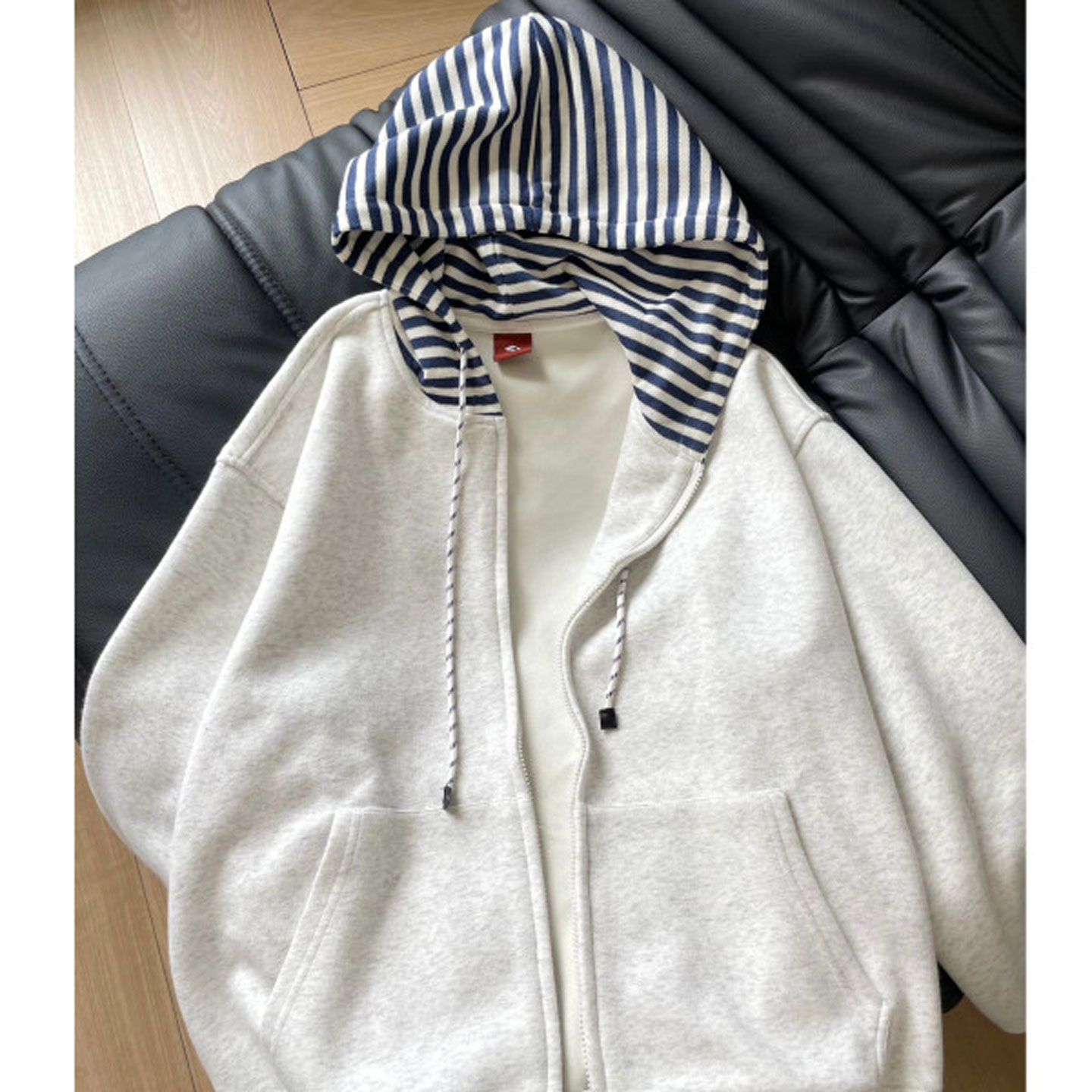 【送运费险】拼接条纹连帽卫衣潮