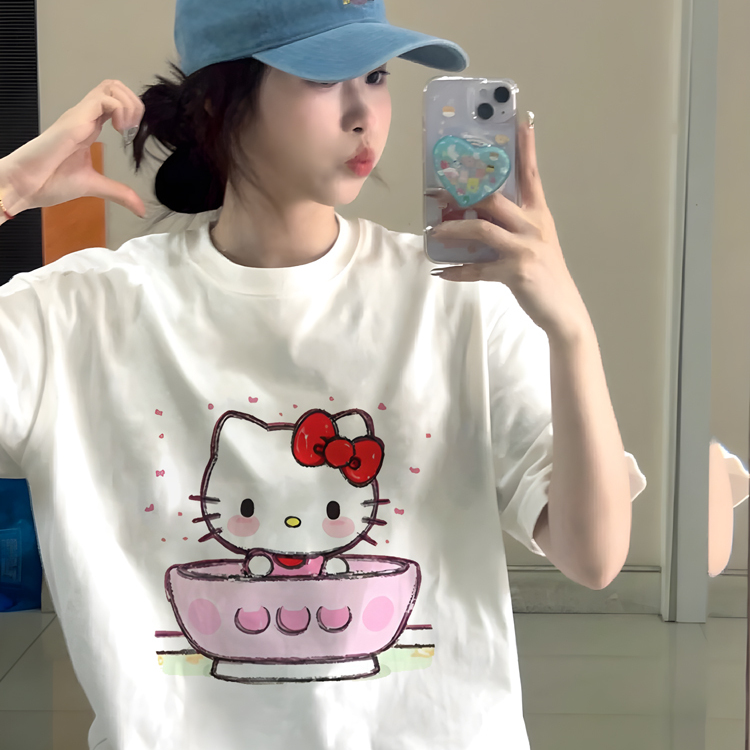可爱卡通kitty宽松短袖T恤女夏季
