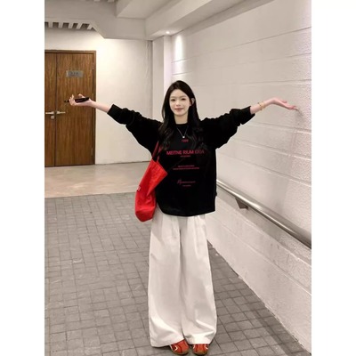 美式纯棉长袖t恤女秋冬季打底衫