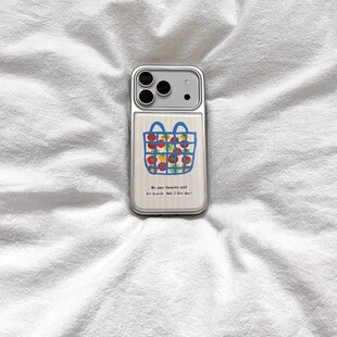 ins水果篮韩系银边滴胶手机壳适用苹果iPhone17promax高级感软边保护套小众16plus亮面15pro创意14防摔简约13