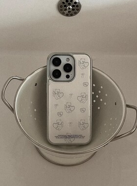 蝴蝶结爱心小熊韩系新款银边滴胶手机壳适用苹果iPhone17promax高级感保护套小众16plus亮面15pro14防摔13