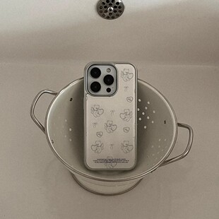 蝴蝶结爱心小熊韩系新款银边滴胶手机壳适用苹果iPhone17promax高级感保护套小众16plus亮面15pro14防摔13