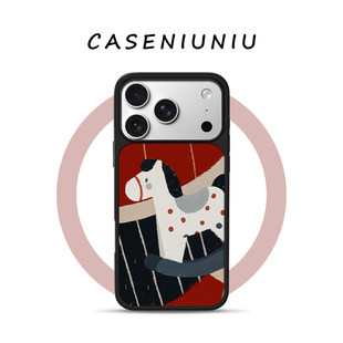 新年红色木马 适用苹果华为小米手机壳磁吸iPhone17promax新款16马年创意15ins巨好看14小众高级13手机壳防摔