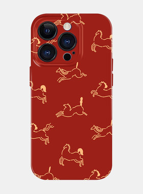 马年限定新款适用苹果17手机壳iPhone16promax15新年红色款小米17华为nova14菲林壳pura80mate70oppo全包vivo