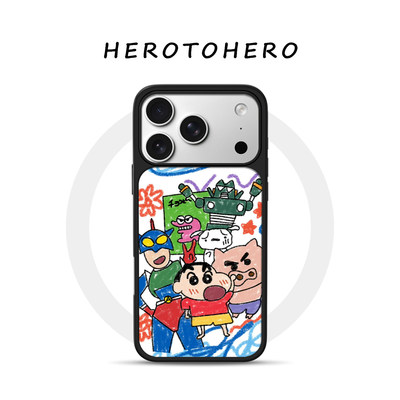 蜡笔小新一伙儿 适用苹果小米手机壳17promax磁吸iPhone16新款15艺术14趣味可爱13高级12卡通超火手机壳个性