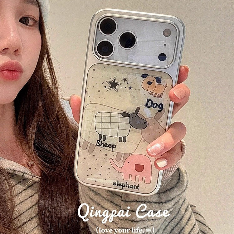 轻派ins个性涂鸦小羊银边滴胶手机壳适用苹果17promax/16pro新款15女款14抽象派小众创意13电镀边框防摔,3C数码配件,手机保护套/壳,淘宝优惠券,粉丝福利购,淘宝优惠卷