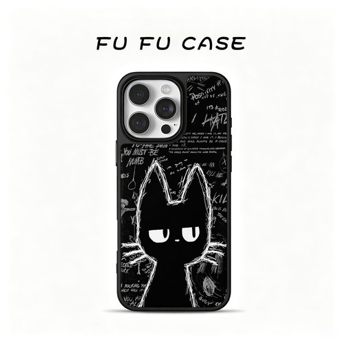 黑猫磁吸磨砂玻璃手机壳iPhone