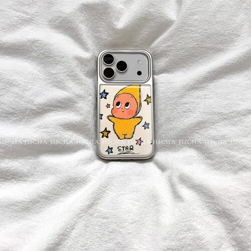 涂鸦星星人韩系新款银边手机壳