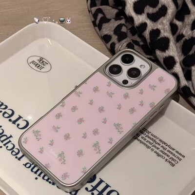 ins浅粉底满屏碎花韩系新款银边手机壳适用苹果iPhone17promax高级感保护套小众16plus亮面15pro14防摔13气质