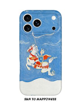 适用iPhone17promax苹果14opporeno15新款mate70华为p80荣耀500菲林手机壳13小米16vivos30x300油画白马骑士