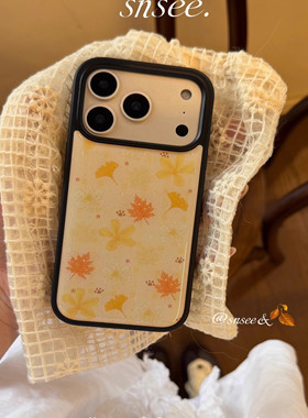 小众ins碎花气质温柔韩系新款黑边滴胶手机壳适用苹果iPhone17promax高级感保护套小众16plus15pro14防摔13