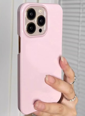 ins简约纯粉色柠檬黄色苹果手机壳菲林壳适用iPhone16promax/15pro/13/14plus手机壳苹果12mini硬半包保护套