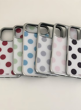 韩国代购ins风简约大波点银边手机壳全包手机壳防摔保护套