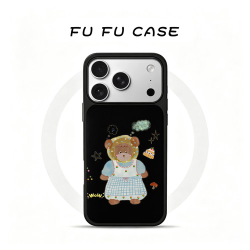 小熊磁吸磨砂玻璃手机壳iPhone
