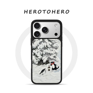 黑猫历险记 适用于苹果小米手机壳17promax磁吸iPhone16新款15卡通创意14小众不撞款13巨好看12高级感手机壳