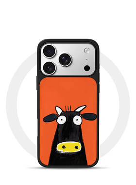 ins复古呆萌小牛黑边电镀银磁吸适用苹果iPhone17promax手机壳1615pro小米1415Pro华为mate60p70三星S23防摔