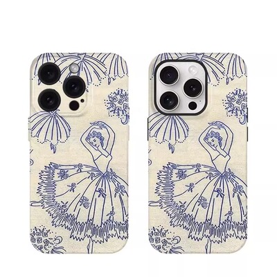 复古线条芭蕾舞适用苹果16手机壳