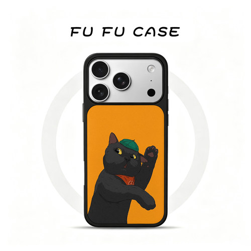 韩系ins磁吸磨砂黑猫情侣手机壳
