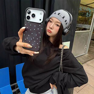 ins韩系时髦满屏星星黑边适用苹果iPhone17promax手机壳1612pro小米1415Pro华为mate60p70三星S23防摔