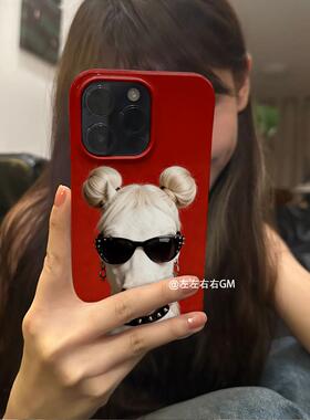 适用于苹果17promax新年手机壳红色ins风iPhone17pro个性16菲林15创意14小众13高级感女生趣味怪诞马脸新款11