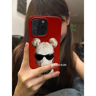 适用于苹果17promax新年手机壳红色ins风iPhone17pro个性16菲林15创意14小众13高级感女生趣味怪诞马脸新款11