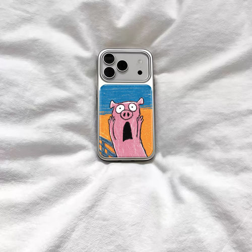 ins抽象油画惊吓小猪电镀