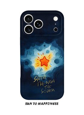 适用iPhone17promax苹果14opporeno15新款mate70华为p80荣耀500菲林手机壳13小米16vivos30x300涂鸦风暴星星