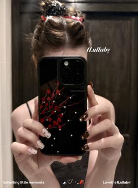 小寒蜡梅简约温柔新年气质红ins苹果防摔手机壳适用于iPhone17promax新款华为mate70小米17保护套可爱华为p80