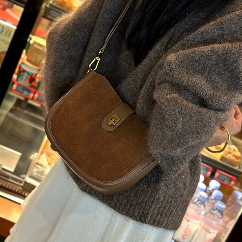 西柏莱真皮斜挎包女包2025新款轻奢小众高级感磨砂牛皮马鞍包女,箱包皮具/热销女包/男包,马鞍包,淘宝优惠券,粉丝福利购,淘宝优惠卷