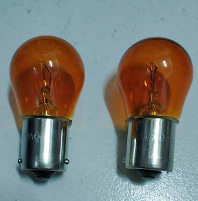 佛山1141汽车前转向灯灯泡PY21W12V琥珀色单丝歪脚平脚后转向灯泡
