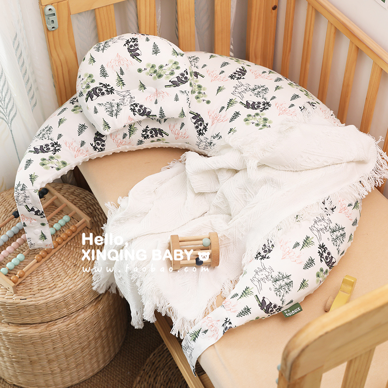 哺乳枕头喂奶神器母乳亲喂环抱躺睡月亮枕新生儿安抚枕可拆洗腰垫